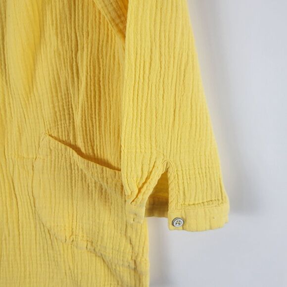Soft Surroundings Long Sleeve Top M Womens Yellow Pop Over V Neck 100% Cotton - Picture 6 of 11